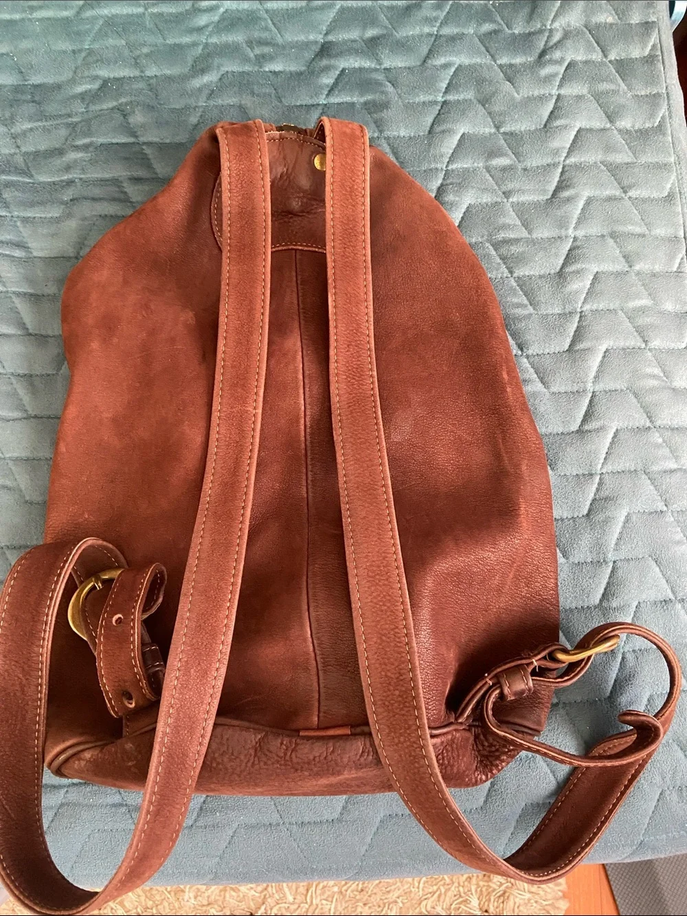 Brown Suede Leather Backpack